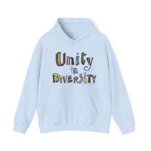 Unity in Diversity Hooded Sweatshirt with Pocket in Light Blue
