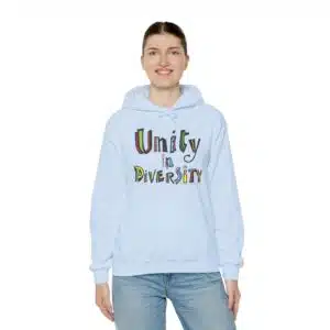 Unity in Diversity Hooded Sweatshirt with Pocket in Light Blue
