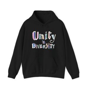 Unity in Diversity Hooded Sweatshirt with Pocket in Black