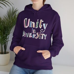 Unity in Diversity Hooded Sweatshirt with Pocket in Purple