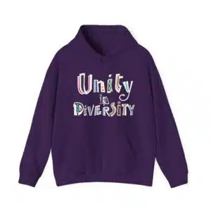 Unity in Diversity Hooded Sweatshirt with Pocket in Purple