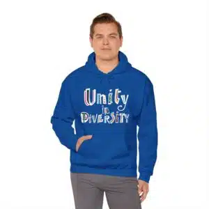 Unity in Diversity Hooded Sweatshirt with Pocket in Royal