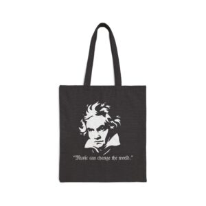 Beethovan "Music Can Change the World" Canvas Tote Bag for Music Lovers