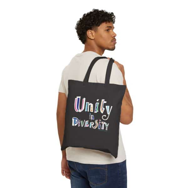 1- Sided Unity in Diversity Cotton Tote Bag - Black