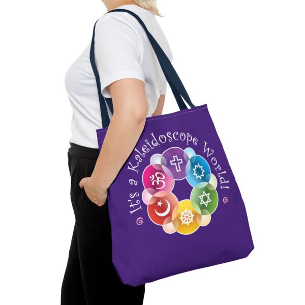 Purple - Playful “It’s a Kaleidoscope World” Interfaith Tote Bag 18" x 18"