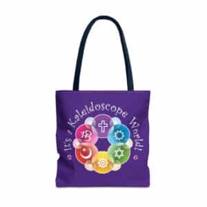 Purple - Playful “It’s a Kaleidoscope World” Interfaith Tote Bag 18" x 18"