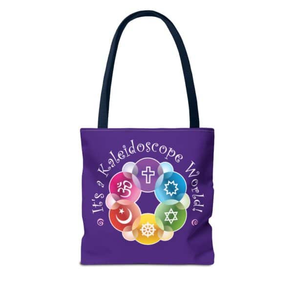 Purple Playful “It’s a Kaleidoscope World” Interfaith Tote Bag 13" x 13"