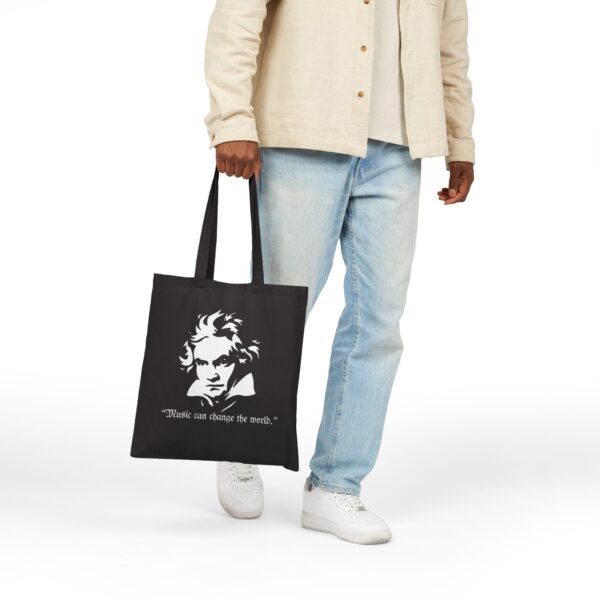 Beethovan "Music Can Change the World" Canvas Tote Bag for Music Lovers - Image 2