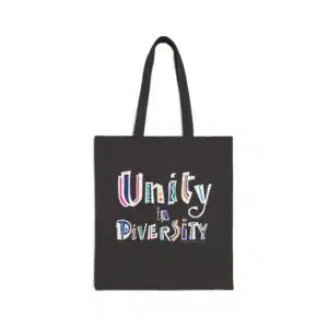 1- Sided Unity in Diversity Cotton Tote Bag - Black