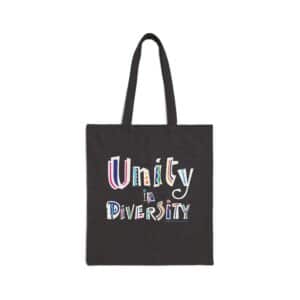 1- Sided Unity in Diversity Cotton Tote Bag - Black
