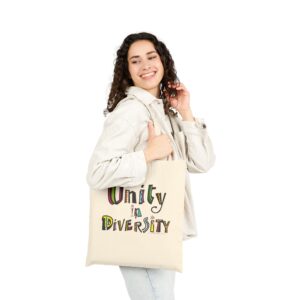 1- Sided Unity in Diversity Cotton Tote Bag - Natural