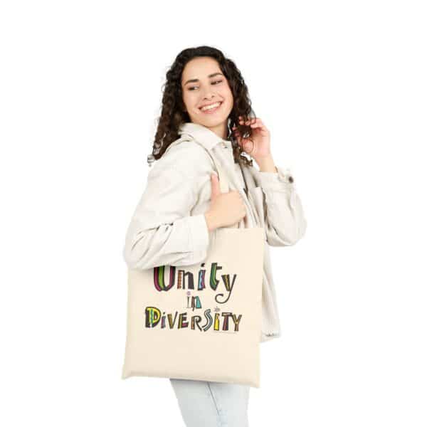 1- Sided Unity in Diversity Cotton Tote Bag - Natural