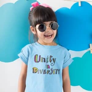 Unity in Diversity Kids Cotton Tee in Light Blue