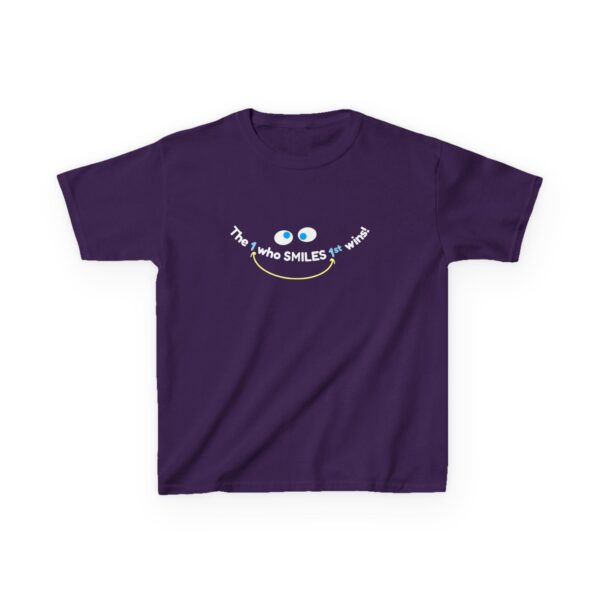 The 1 who SMILES 1st wins! Kids Tee - Purple