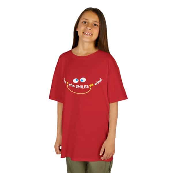 The 1 who SMILES 1st wins! Kids Tee - Red