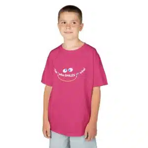 The 1 who SMILES 1st wins! Kids Tee - Heliconia