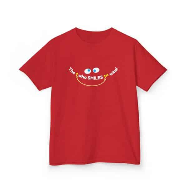 The 1 who SMILES 1st wins! Kids Tee - Red