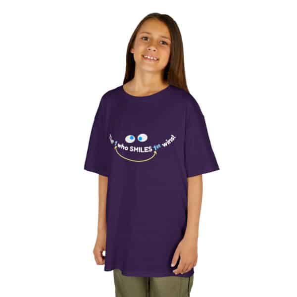 The 1 who SMILES 1st wins! Kids Tee - Purple