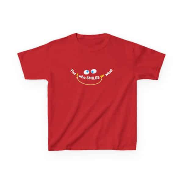 The 1 who SMILES 1st wins! Kids Tee - Red