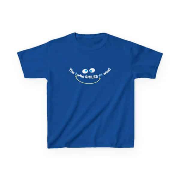 The 1 who SMILES 1st wins! Kids Tee - Royal Blue
