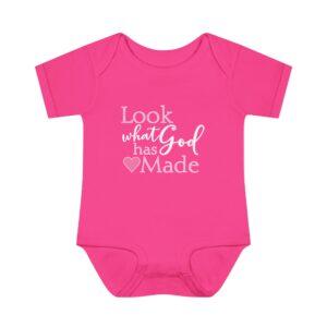 LOOK what God has Made Infant Baby Rib Bodysuit - Hot Pink
