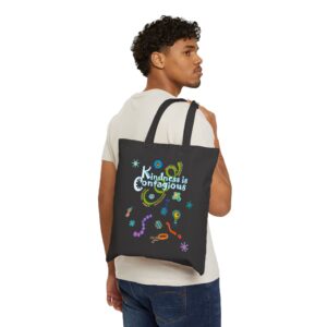 Kindness is Contagious Cotton Canvas Tote Bag - Black