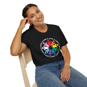 Love is Love Interlocking Heart People T-Shirt - Black