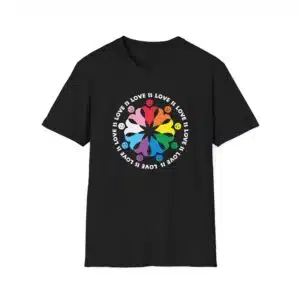 Love is Love Interlocking Heart People T-Shirt - Black