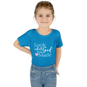 LOOK what God has Made Toddler Baby Rib Bodysuit - Turquoise