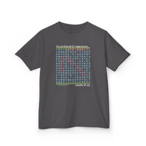Virtues Word Search Kid’s T-Shirt - Charcoal