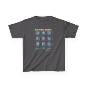 Virtues Word Search Kid’s T-Shirt - Charcoal