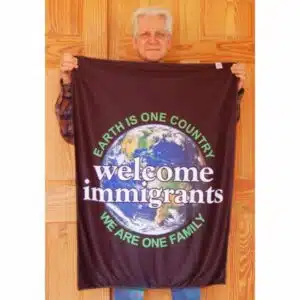 Welcome Immigrants Double Sided Flag - Back