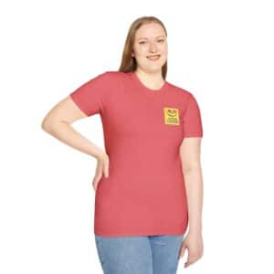 “Color Your Life with Character” Virtue Crayon T-Shirt – Coral Silk Front