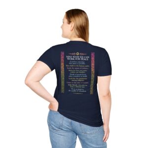 Nine Ways to Work for Peace T-Shirt - Navy back
