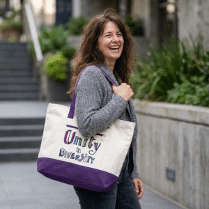 Large Zippered Canvas Tote w/ side pocket - SIX Designs to choose from