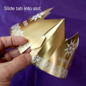 Open crown and slide tab into slot