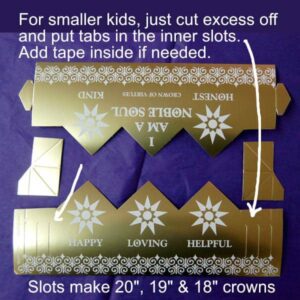 For smaller kids, cut excess and use slots